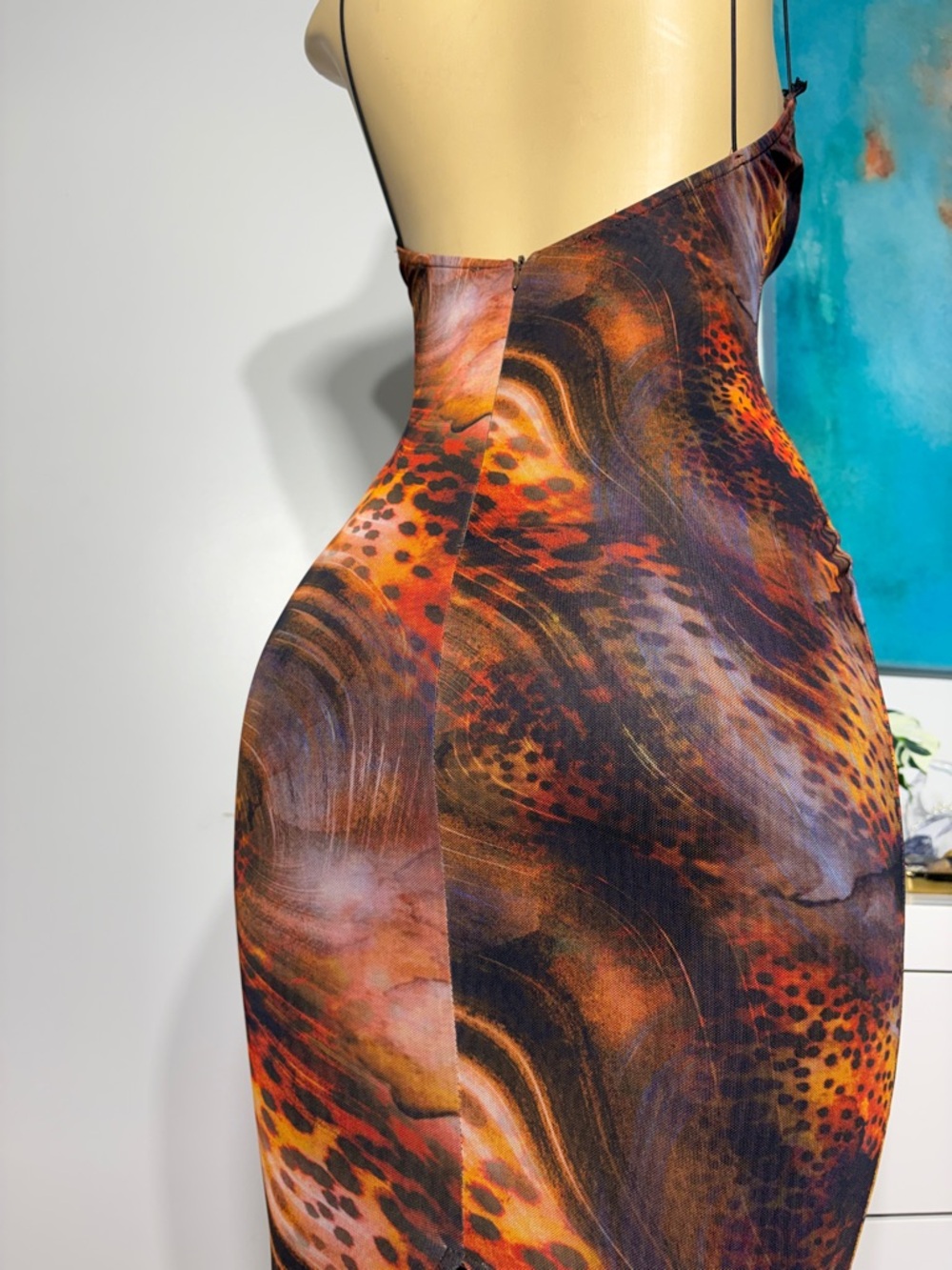 Sleeveless Midi Bodycon Dress in Multi-Color Animal Print - Picture 10 of 10